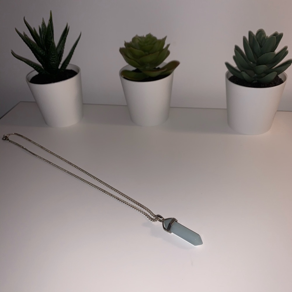 light blue & silver stone necklace